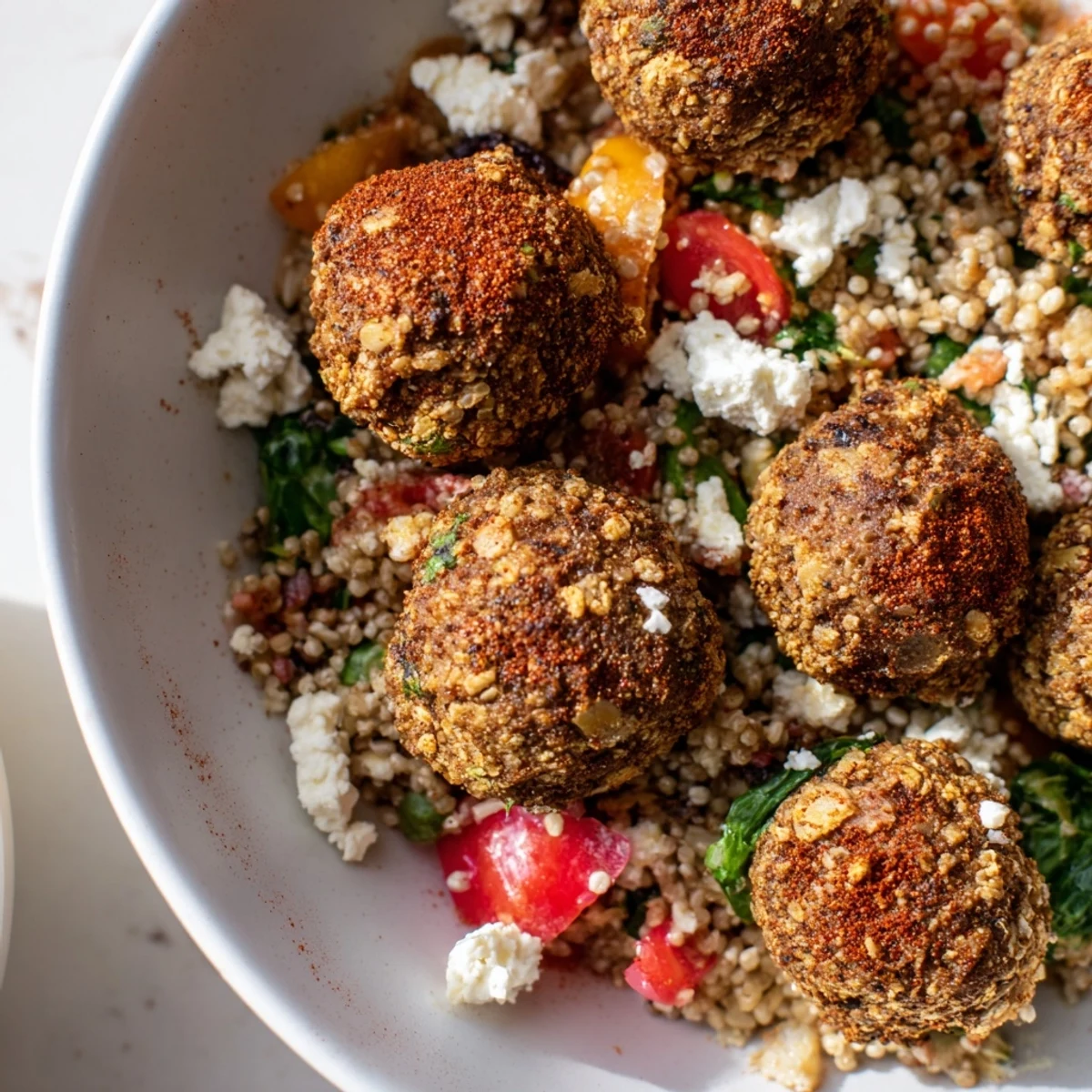 A steaming bowl of Smoky Mediterranean Lamb and Orzo Supper is garnished with fresh parsley and feta.