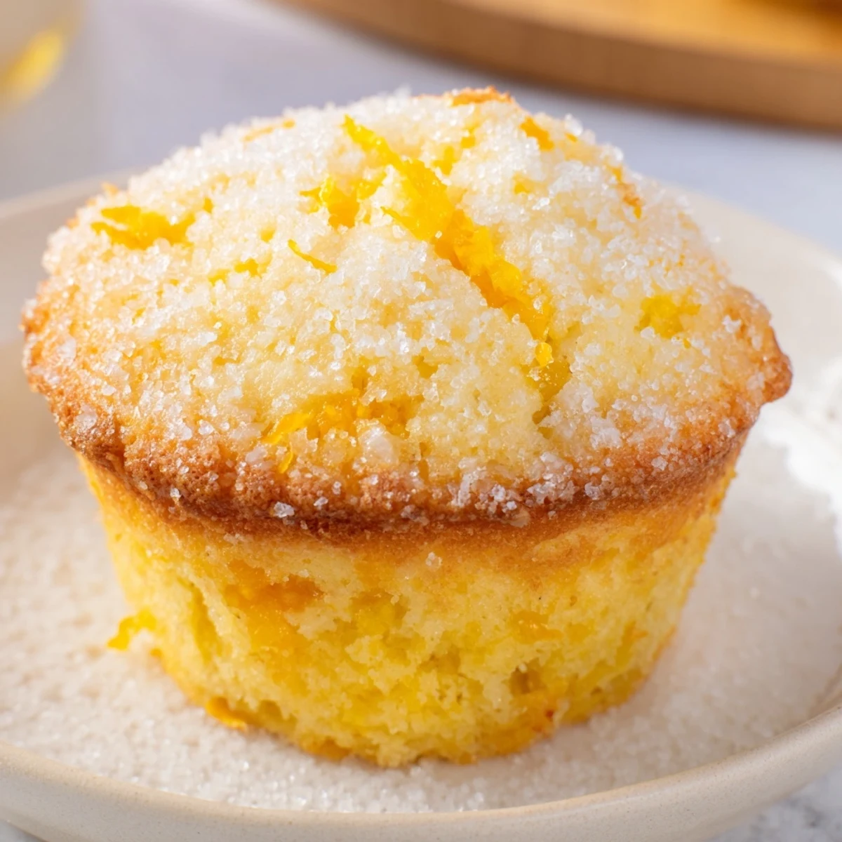 Golden-topped Simple Sweet Lemon Zest Muffins, perfect for a cozy brunch with a bright citrus aroma.
