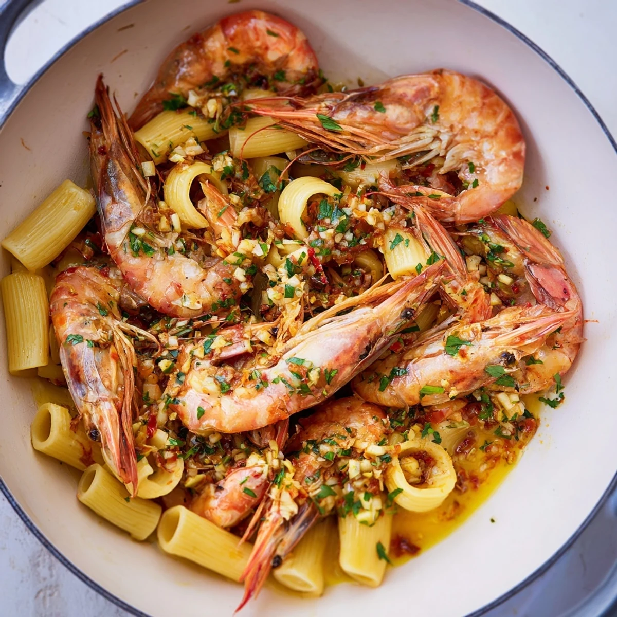 A close-up of light and bright Lemon Herb Shrimp Scampi, with fresh herbs and citrus creating enticing flavors.