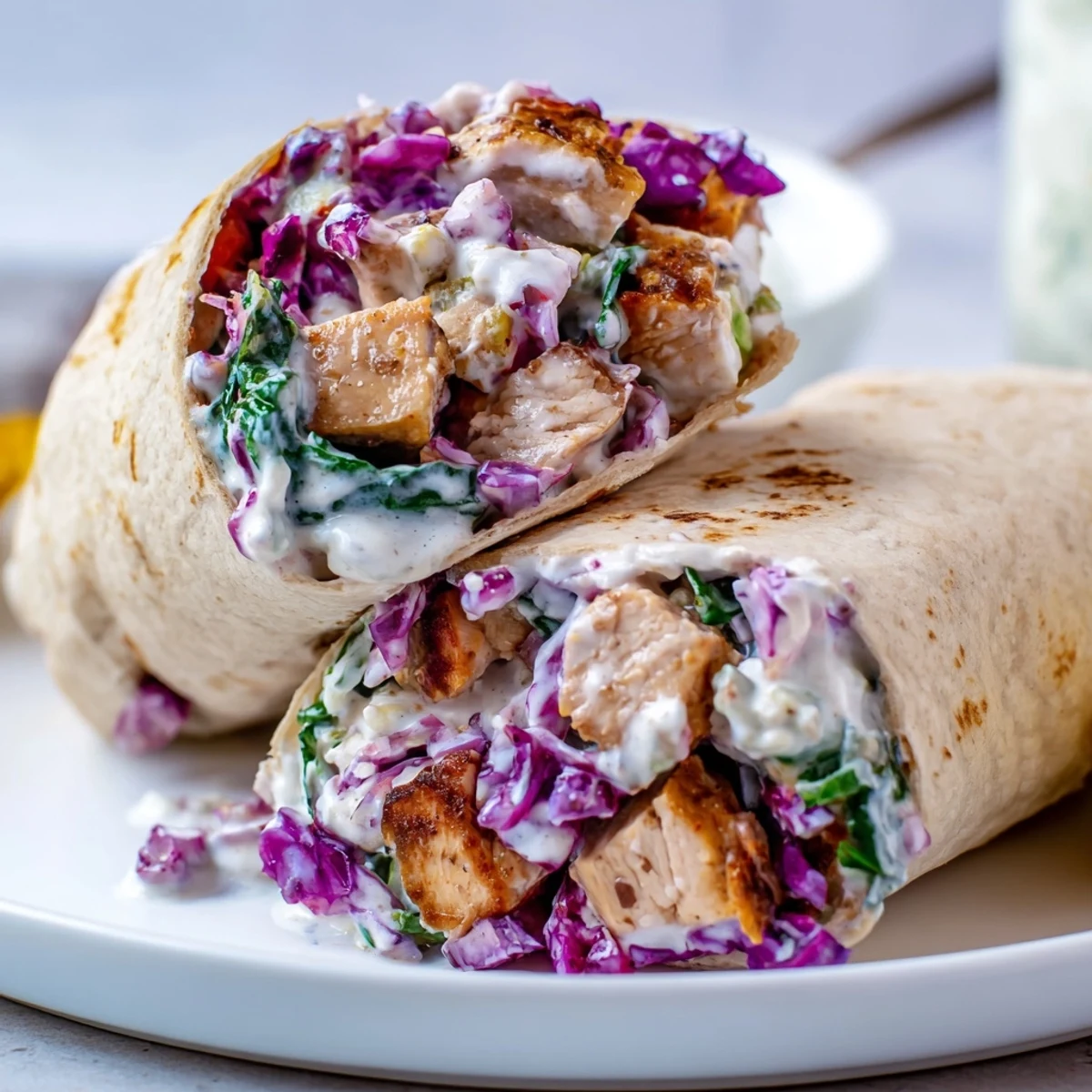 Poppy-Inspired Chicken Salad Wraps, filled with colorful vegetables and creamy dressing, ready to eat.