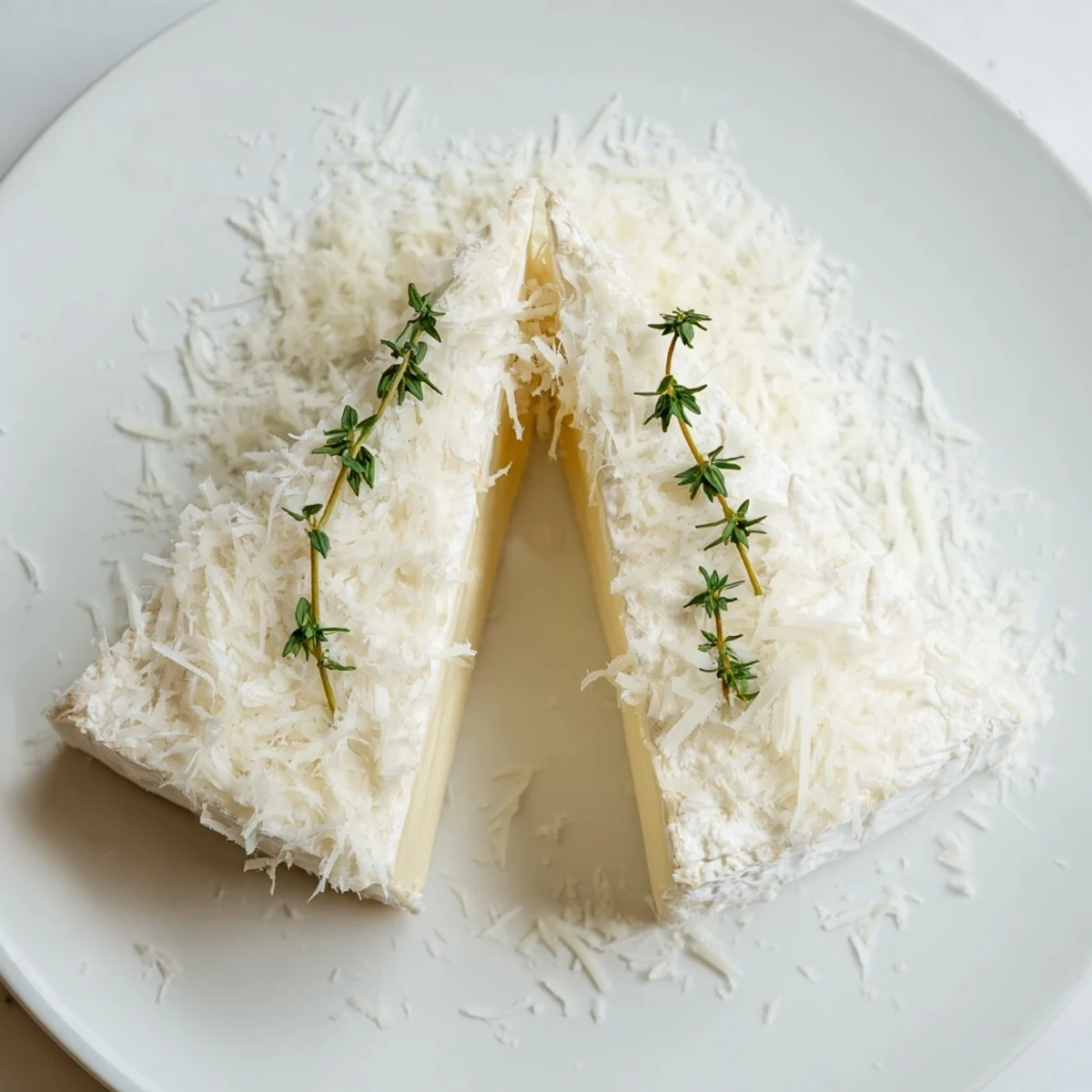 Snowcapped Range appetizer featuring creamy Brie mountains dusted with parmesan "snow".
