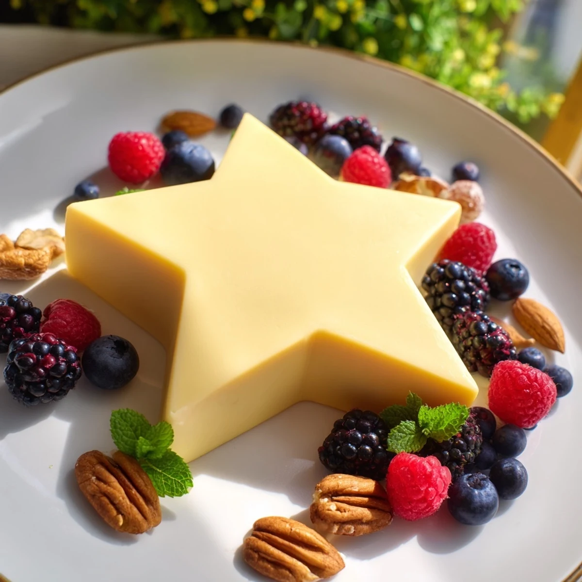 Festive Shooting Star Cheese Board overflowing with colorful berries and crunchy nuts for entertaining.