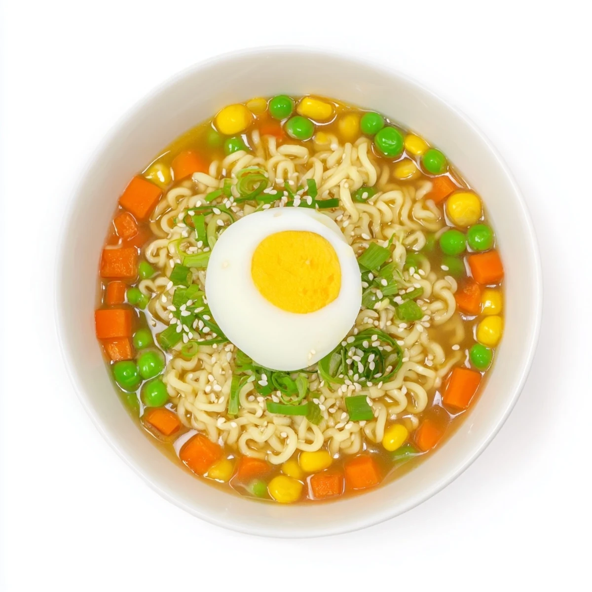 Savory Ramen Upgrade with Frozen Peas simmering in a flavorful vegetable broth with vibrant green peas.