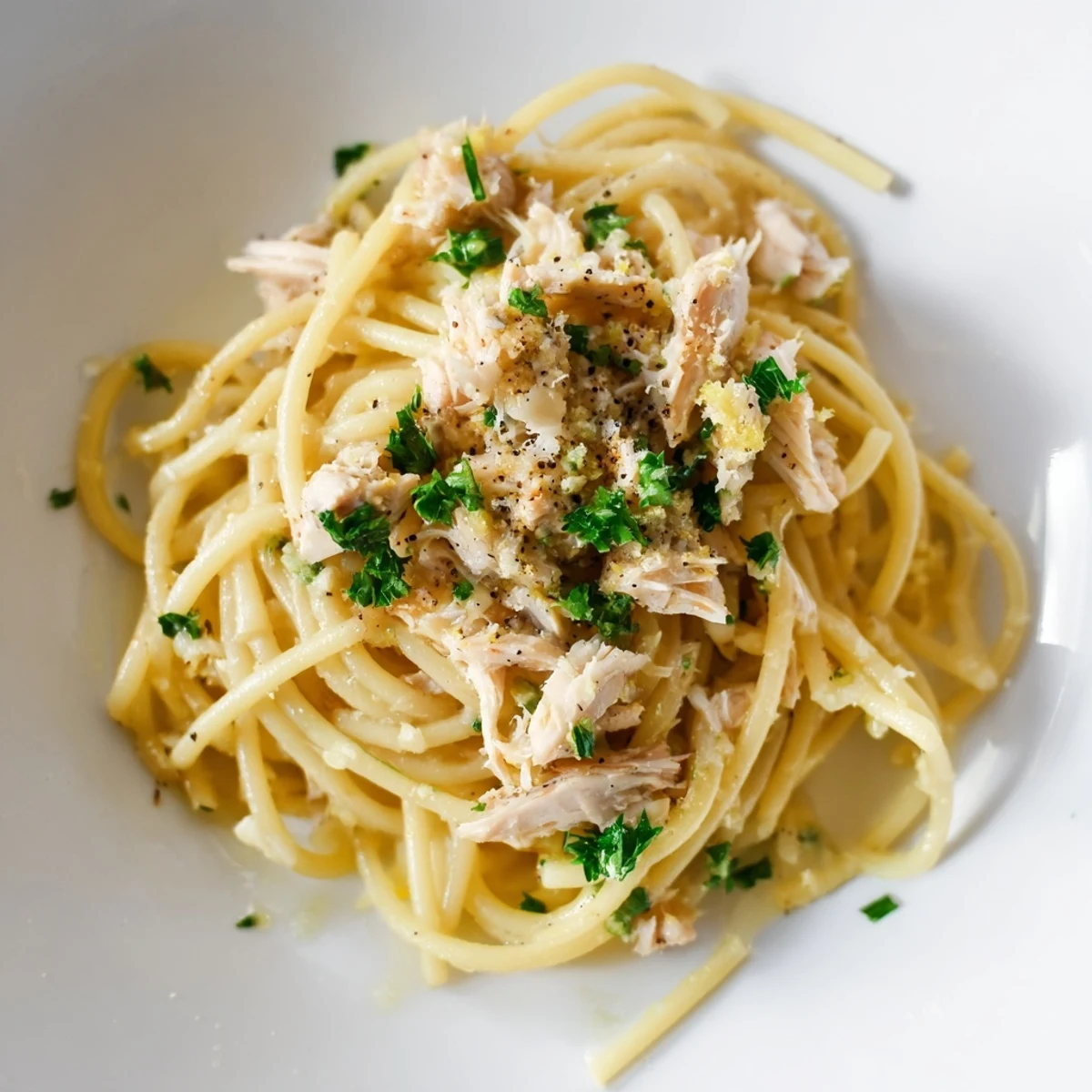 Savory Simple Garlic Butter Bucatini, ready in minutes, showcases perfectly cooked pasta and flavorful sauce.