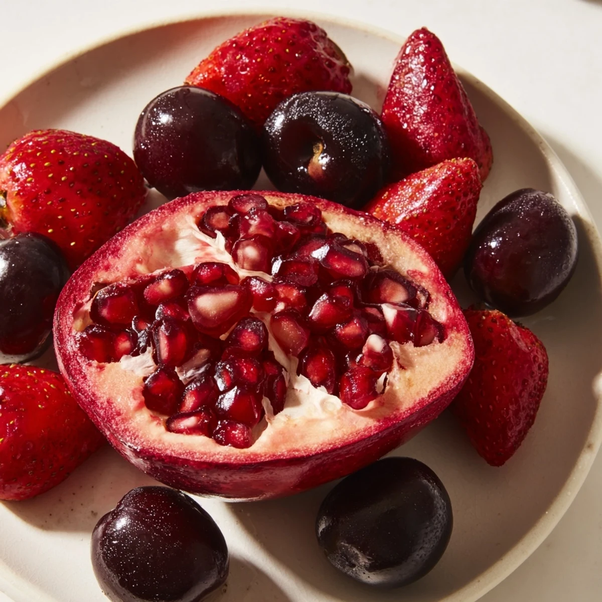 A refreshing Pomegranate Pivot featuring vivid colors and textures, artfully arranged on a serving platter.