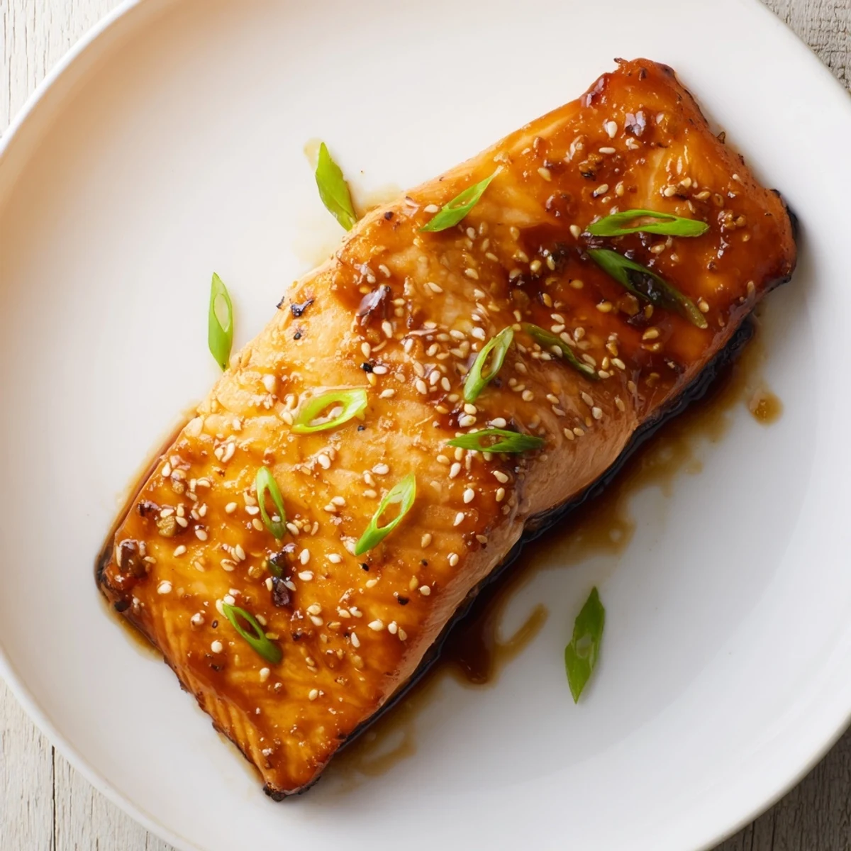 Deliciously seared Ginger Soy Glazed Salmon: flaky salmon fillets coated in a sweet and savory glaze.