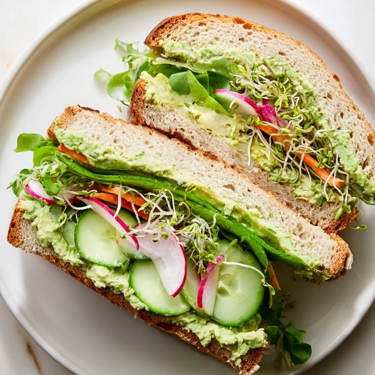 Golden-toasted bread embraces the delicious filling of this Green Goddess Sandwich, a flavorful experience.