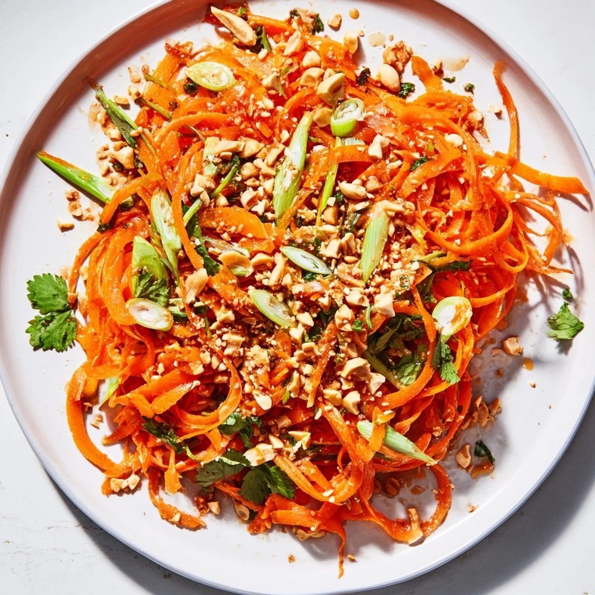 Refreshing Spicy Carrot Salad tossed in a vibrant, spicy dressing, perfect as a side dish.