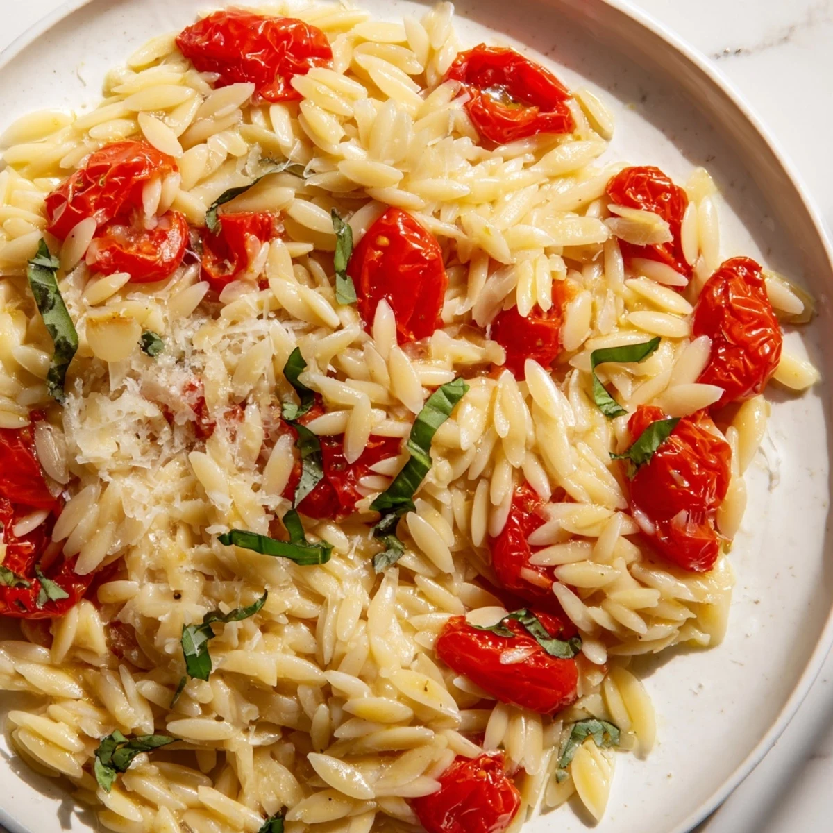 This creamy orzo tomato parmesan features juicy tomatoes and plenty of Parmesan cheese, delicious!