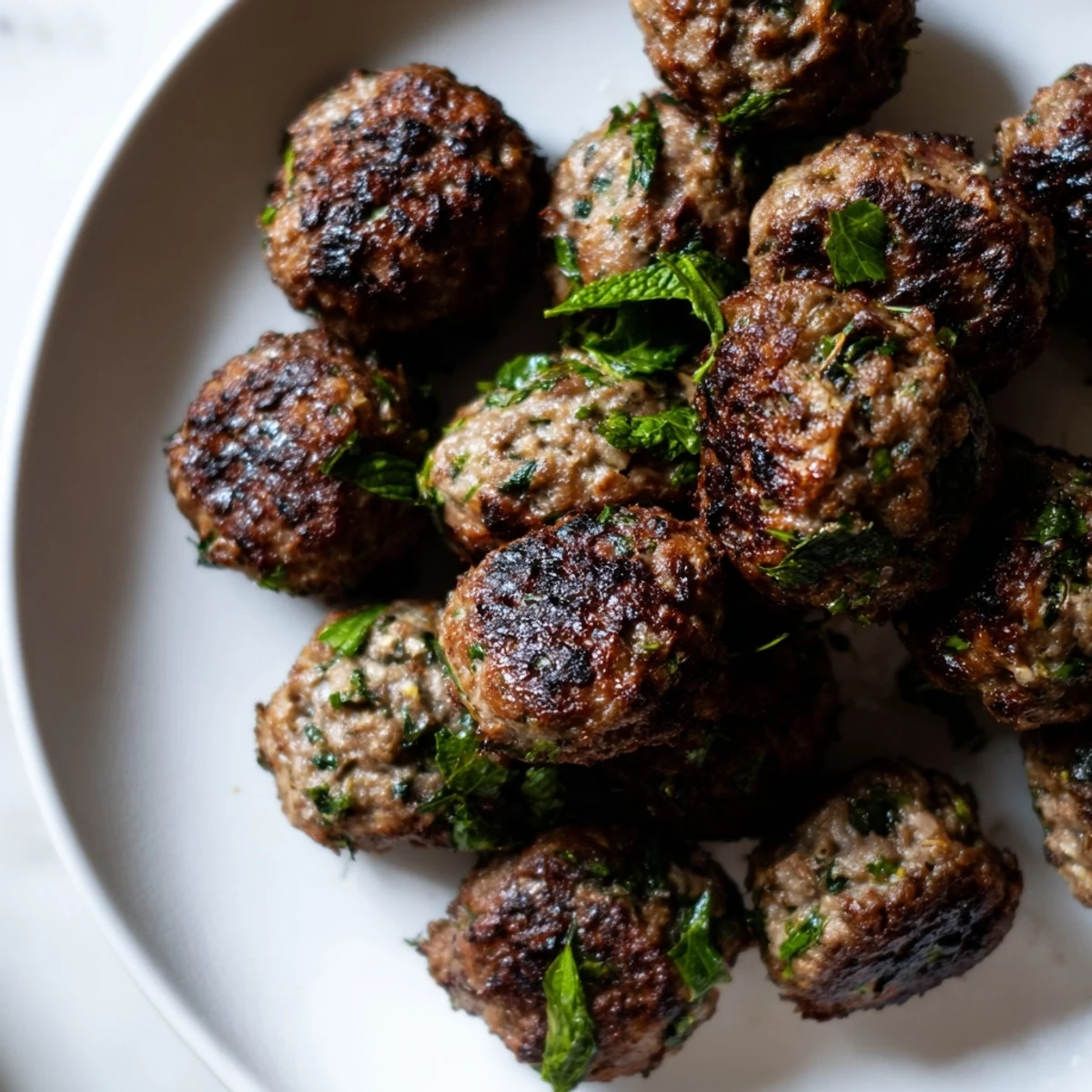 Freshly grilled Turkish Köfte, a savory Turkish meatball recipe with a beautifully charred exterior.