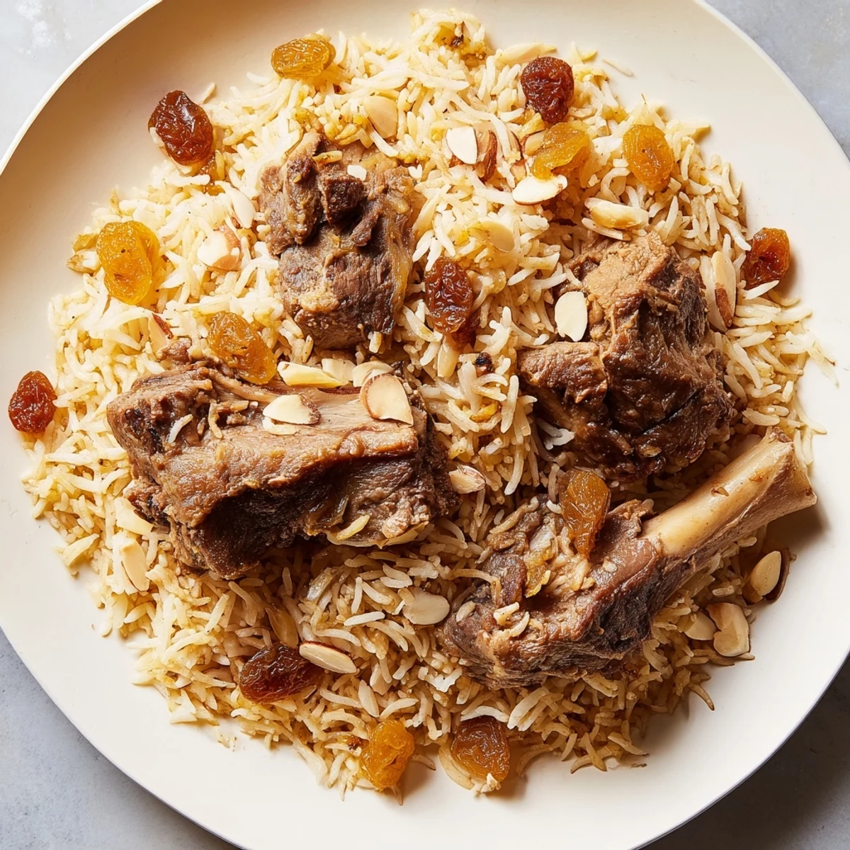 Steaming-hot bowl of aromatic Saudi Kabsa rice with fluffy grains and savory spiced meats.