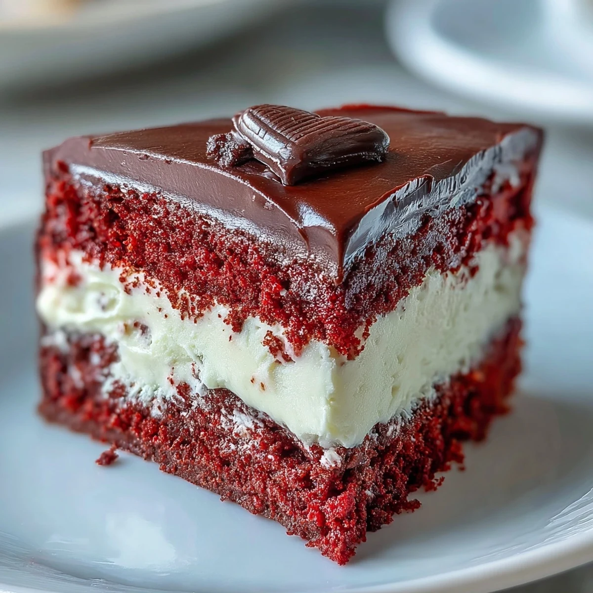 A close-up view of the Betty Boop Heart Cake, highlighting the silky-smooth cream cheese frosting swirls and the dark chocolate character contrasting against the bright red velvet background.