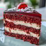 Freshly baked Betty Boop Cake with vivid red velvet layers and smooth cream cheese buttercream, sliced for serving.