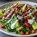 Golden, roasted chickpea croutons add satisfying crunch to this delicious Vegan Caesar Salad makeover.