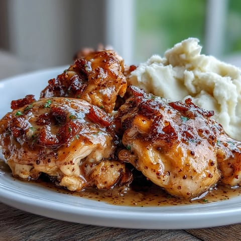 Juicy Slow Cooker Honey Mustard Chicken breasts, coated in a glossy, golden sauce and served hot over fluffy white rice.