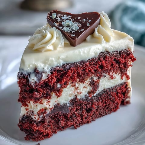 The finished Red Betty Boop Heart Cake, featuring vibrant red velvet layers and smooth cream cheese frosting, is topped with a crisp dark chocolate silhouette and red sugar pearls for a retro, playful look. 