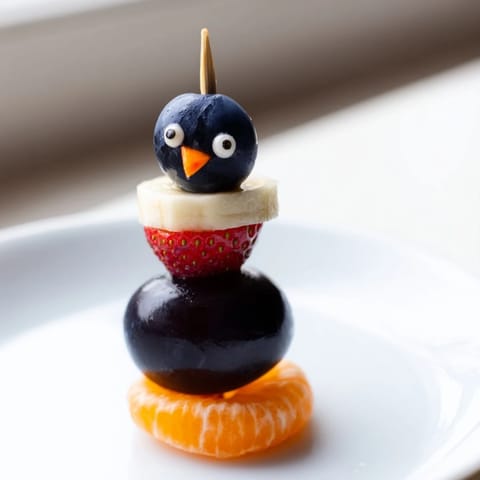 Penguin Fruit Skewer Army