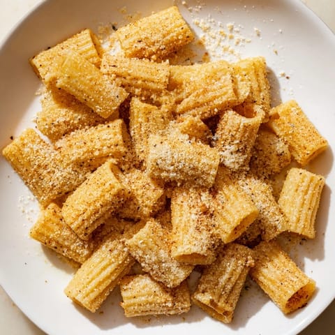 Air-fried Crunchy Parmesan Pasta Chips, a satisfying, cheesy snack with perfectly seasoned shells.