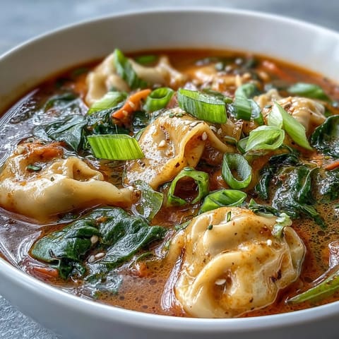 Red Curry Wonton Soup With Greens