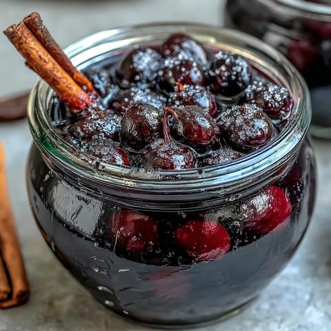 Two tumblers filled with Black Currant Rum Liqueur over ice, garnished with lemon zest, set on a rustic wooden table.