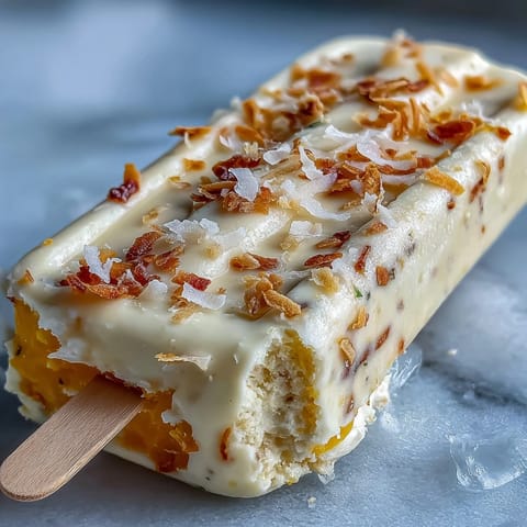 Tangy lime and sweet mango blend with Greek yogurt and coconut for a tropical frozen dessert.