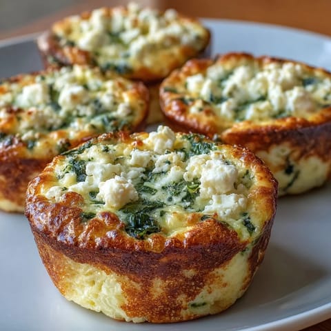 Fluffy egg muffins with spinach and feta cheese, ideal for meal prep and quick, healthy grab-and-go breakfasts.  