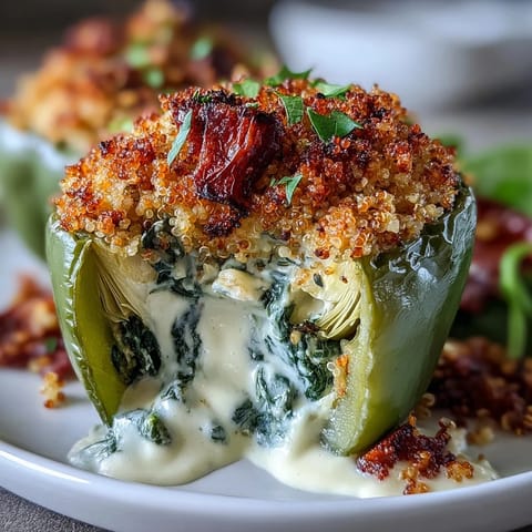 Vegan Spinach Artichoke Peppers