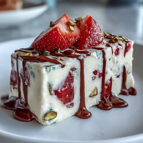Valentine Strawberry Yogurt Bark with Pistachios, a festive frozen treat with creamy yogurt, juicy strawberries, and crunchy pistachios.