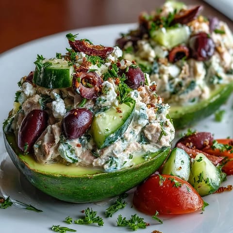 Mediterranean Tuna Salad Avocados