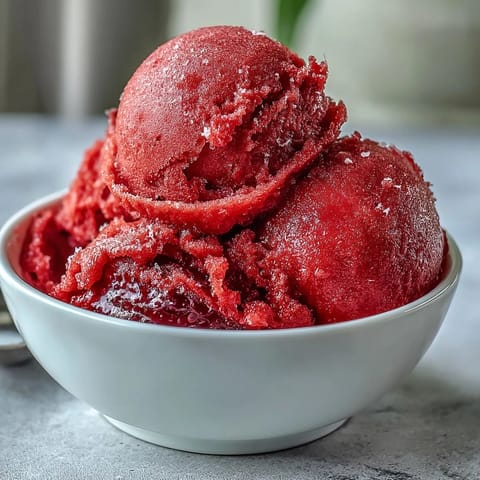 Smooth strawberry sorbet infused with rum and zesty lime, perfect for a summer cocktail-inspired treat.  