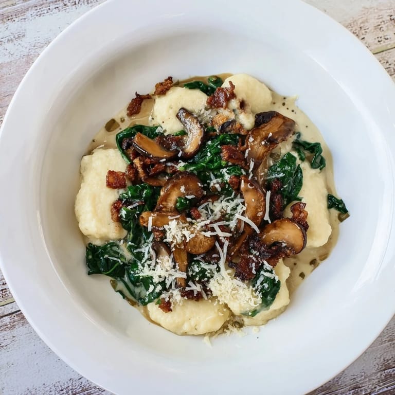 A steaming skillet of comforting Woodsy Skillet Sausage and Mushroom Gnocchi awaits, filled with earthy mushrooms and savory sausage.