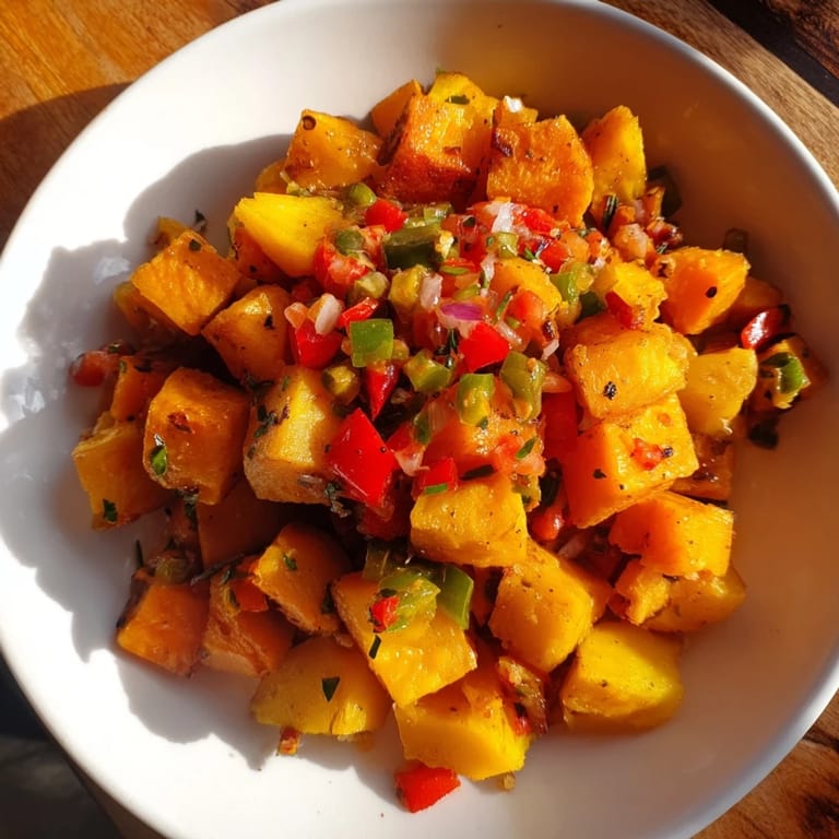 Flavorful Simple Skillet Egg and Potato Hash features perfectly cooked eggs amidst tender potatoes and bell peppers.