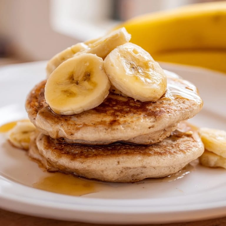 Indulge in these delicious Weekend Golden-Brunch Banana Pancakes, cooked to perfection, ideal for a sweet breakfast.