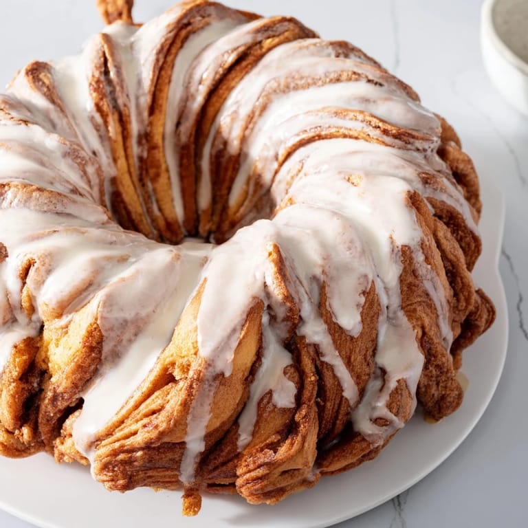 A close-up of a delightful Giant Snowflake Sweet Roll, freshly baked and ready to enjoy.