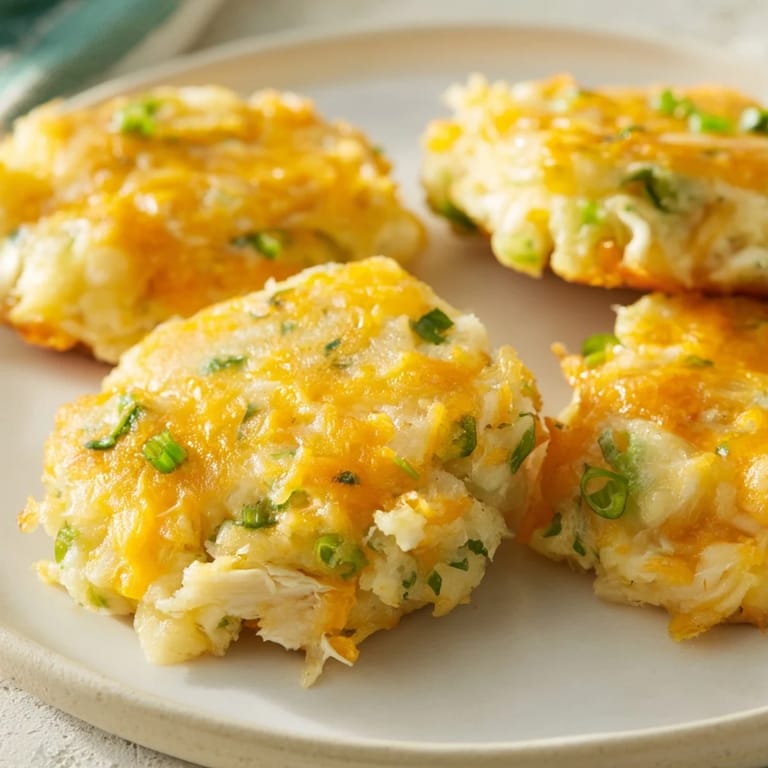 These homemade Potato and Chicken Cakes sizzling in a pan promise a delightfully crispy exterior and a tender, flavorful center.