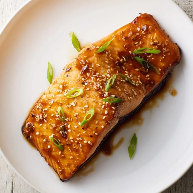 Deliciously seared Ginger Soy Glazed Salmon: flaky salmon fillets coated in a sweet and savory glaze.