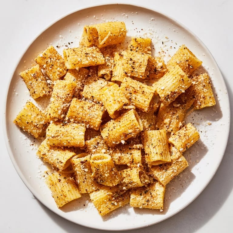Close-up of baked Crunchy Parmesan Pasta Chips, showcasing the perfect texture and tempting golden brown color.