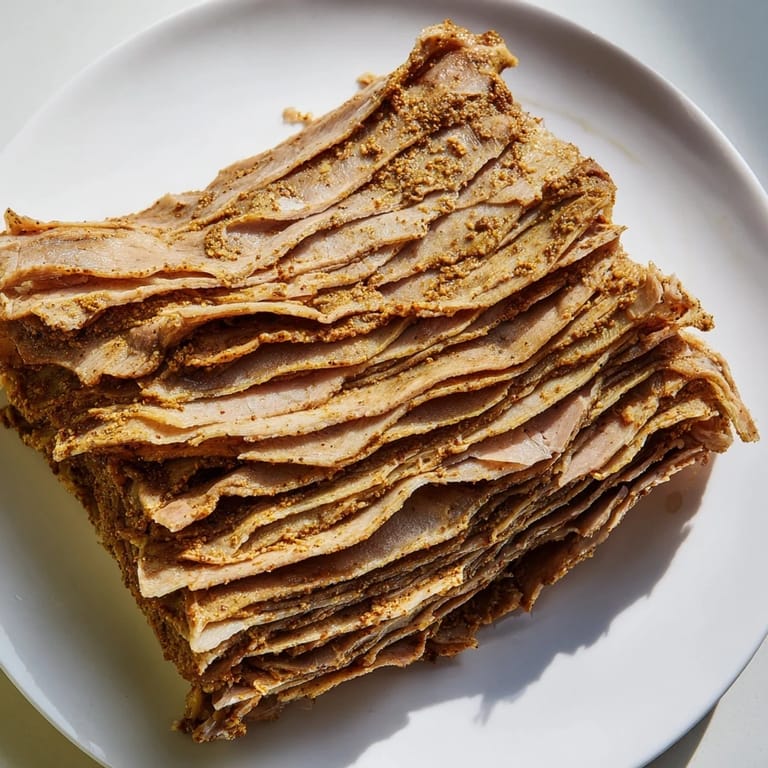 Golden-brown, perfectly cooked Turkish Döner Meat, seasoned to perfection and layered on a spit.