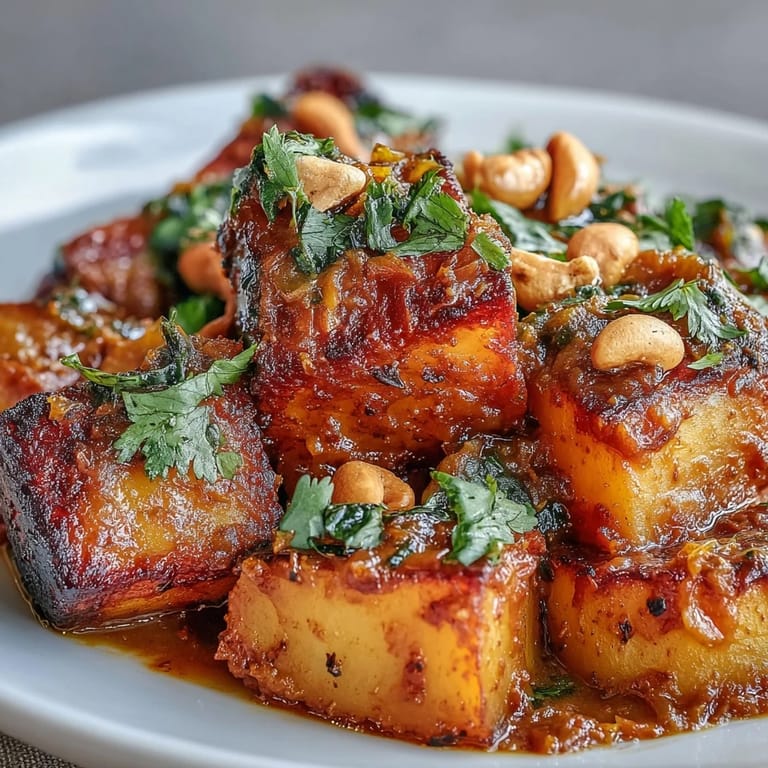 A vibrant, aromatic plate of Curried Celeriac with a lime wedge on the side, highlighting the rich, spiced sauce.