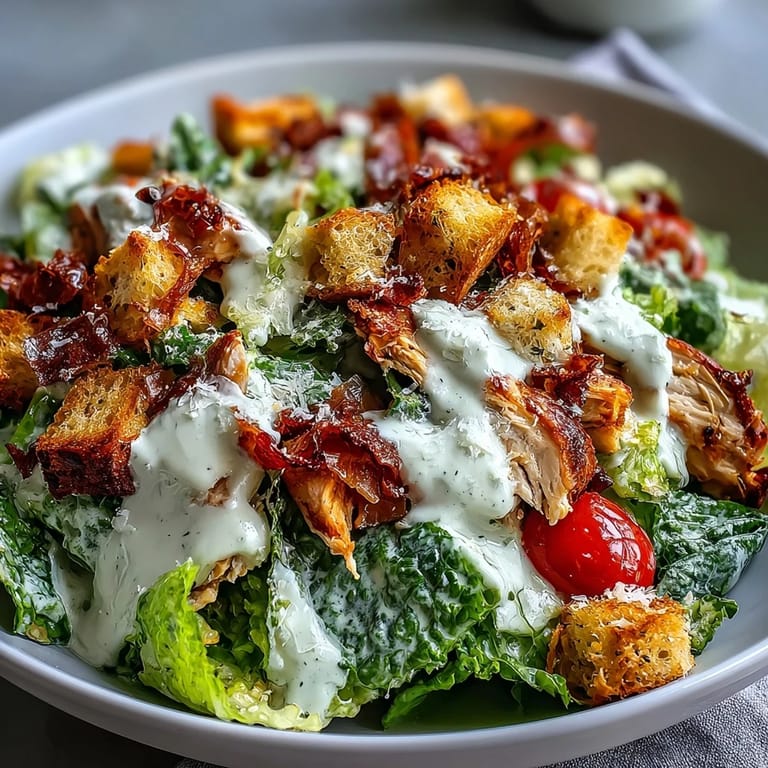 Chopped romaine and tomatoes in a Romaine Caesar Bowl, finished with crunchy croutons.