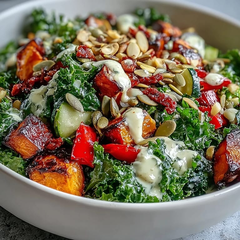 Perfectly massaged kale topped with crunchy almonds and pumpkin seeds makes this nourishing Kale Salad Bowl a wholesome, gluten-free meal.