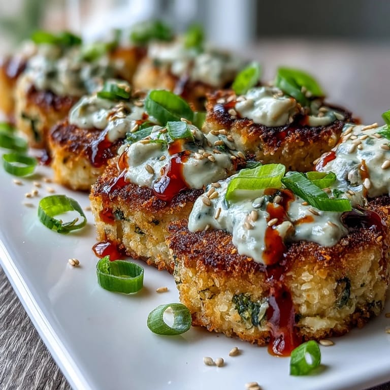 Served Asian-Style Tuna Cakes on a plate with lime wedges and sesame seeds garnish.