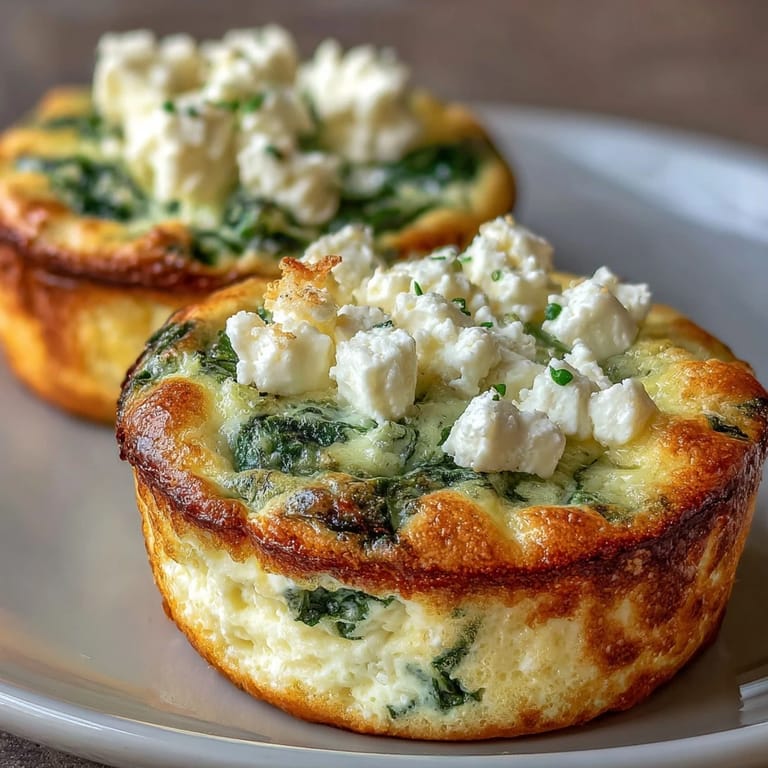 Savory egg muffins featuring spinach and feta, baked in a muffin tin for a delicious, keto-friendly morning option.