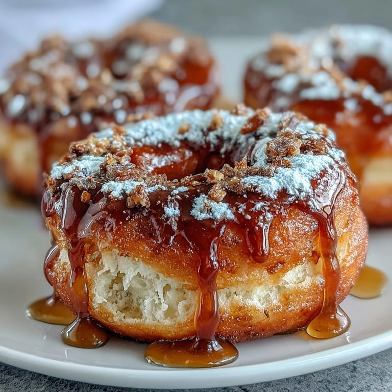Warm, aromatic donuts infused with cardamom, perfectly fried and drizzled with sweet honey glaze for a cozy treat.