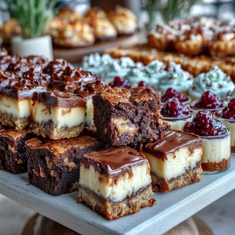 Mini brownie bites, lemon cheesecake cups, and berry tartlets make a perfect housewarming dessert bar for sharing with guests.