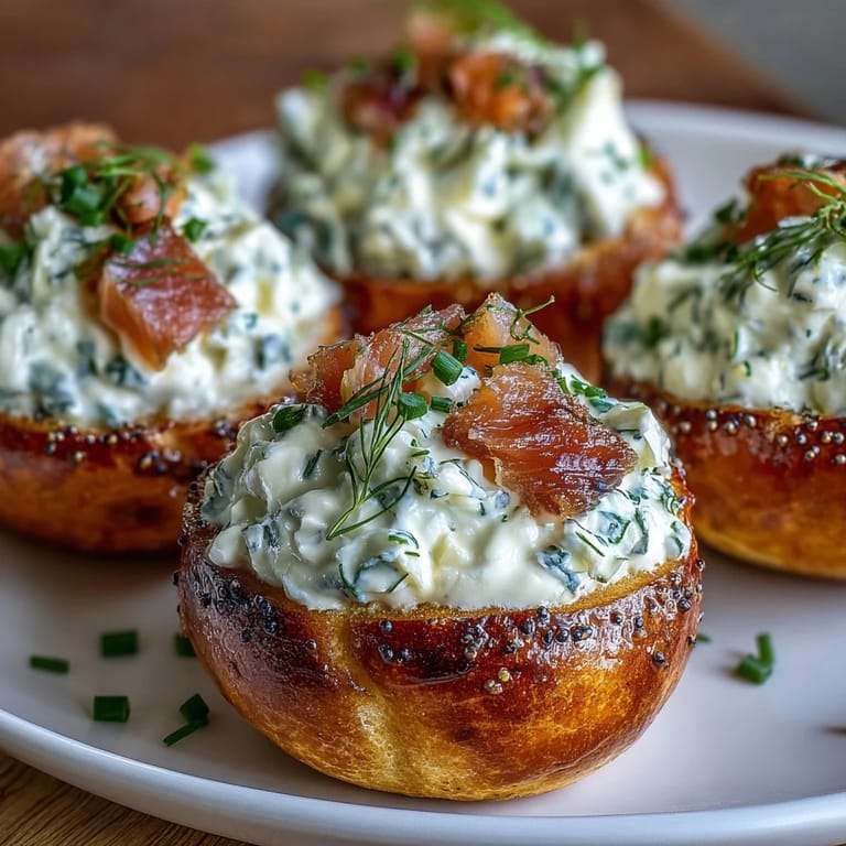 Creamy deviled eggs filled with smoked salmon and finished with a crunchy everything seasoning topping.