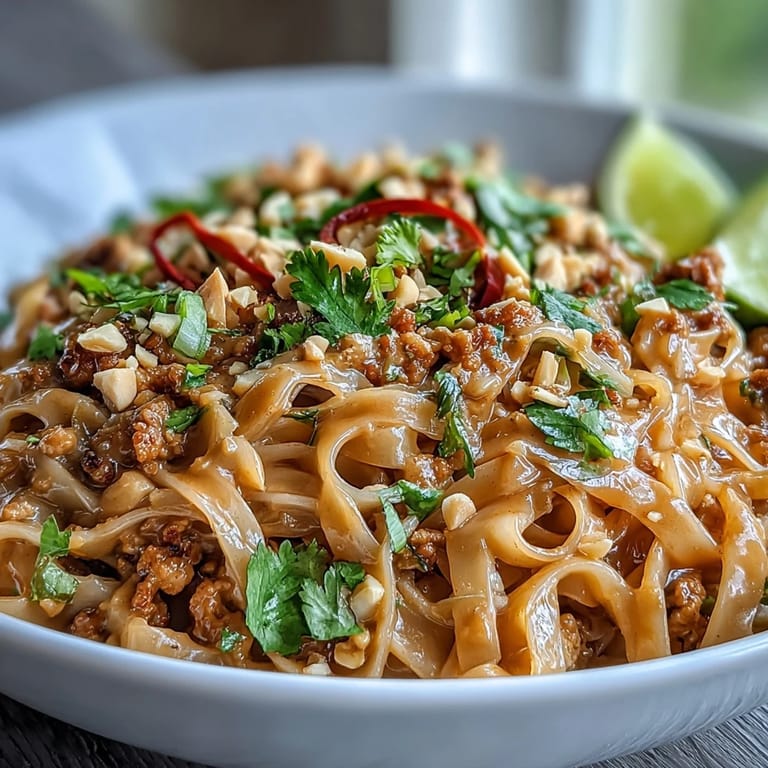 Creamy Thai-Inspired Peanut Noodle Bowls served steaming hot in a rustic bowl with vibrant red peppers and snap peas.