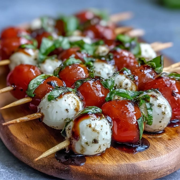 Vibrant Caprese skewers, a simple Italian appetizer perfect for any gathering.