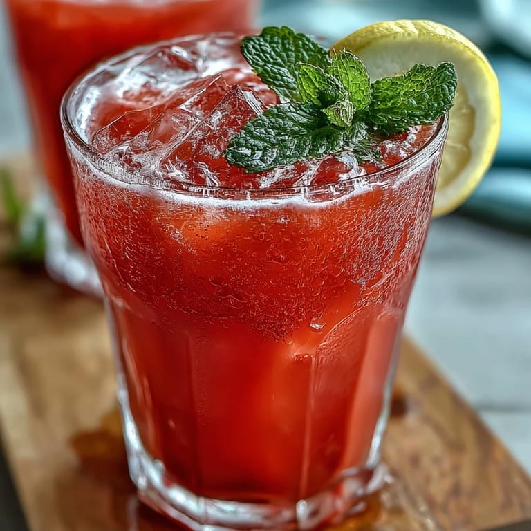 Picture this natural pink lemonade with beet juice, cool and garnished with mint.