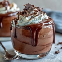 Silky cottage cheese chocolate mousse, a decadent, high-protein dessert, ready to enjoy.